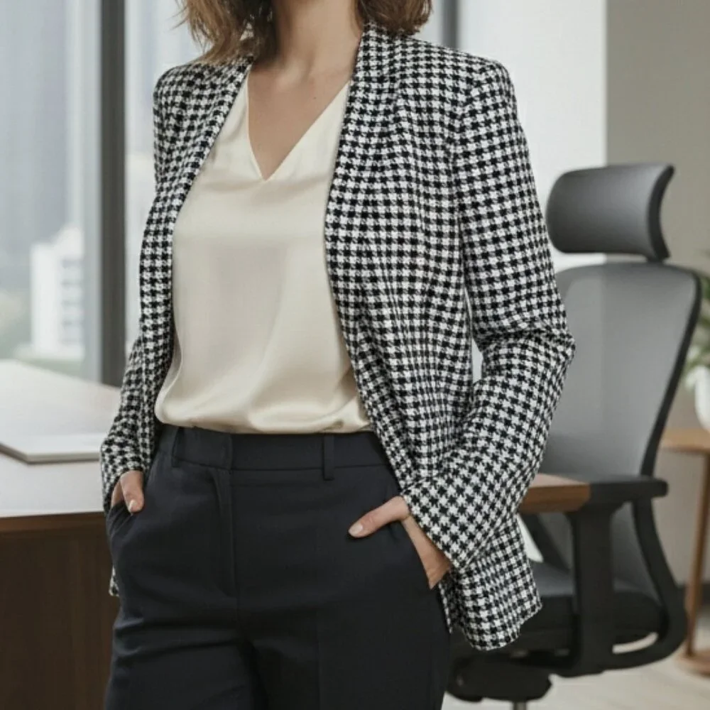 NY Collection Woman* Black & White Open-Front Cardigan Long Sleeve* Size: 2X - Picture 1 of 10